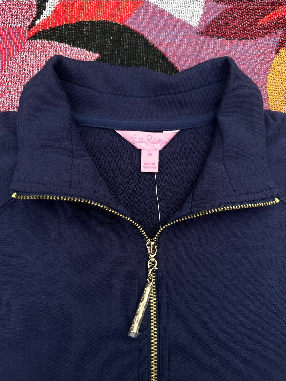 Lilly Pulitzer Skipper Popover True Navy Half-Zip Pullover with Gold Zipper NWT - Picture 2 of 4